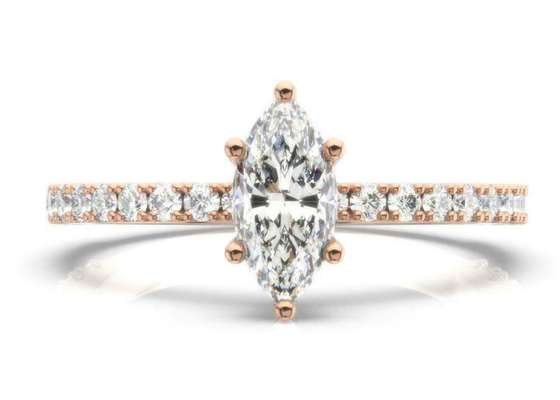 Poids Marquise Cut de D VS1 18K Rose Gold Ring 2CT pour l'engagement