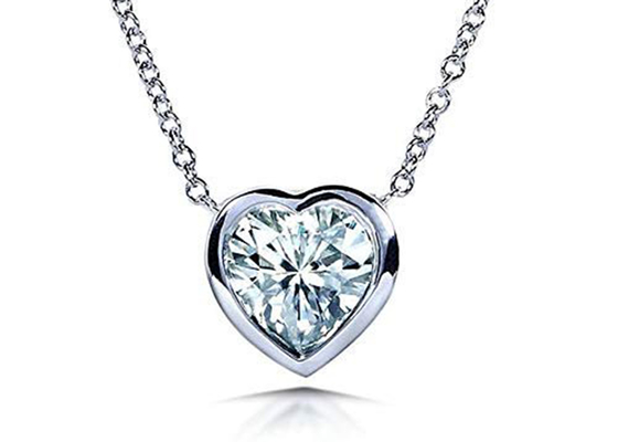 style d'encadrement de coeur de colliers d'or de 16inch 14K avec 6x6mm Moissanite