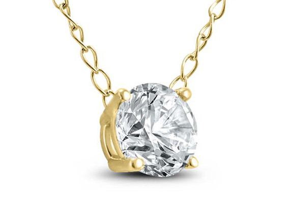 4mm 0.23ct Diamond Solitaire Necklace, 4 collier d'or jaune des fourches 14k