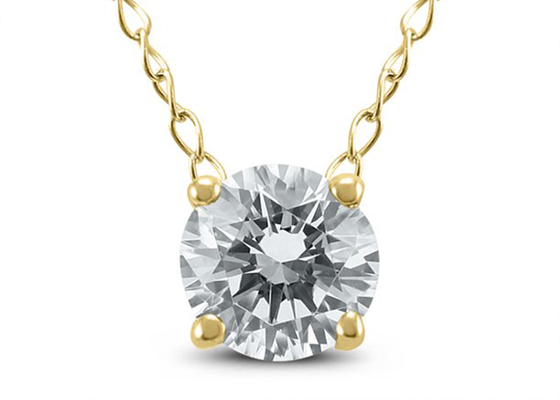 4mm 0.23ct Diamond Solitaire Necklace, 4 collier d'or jaune des fourches 14k