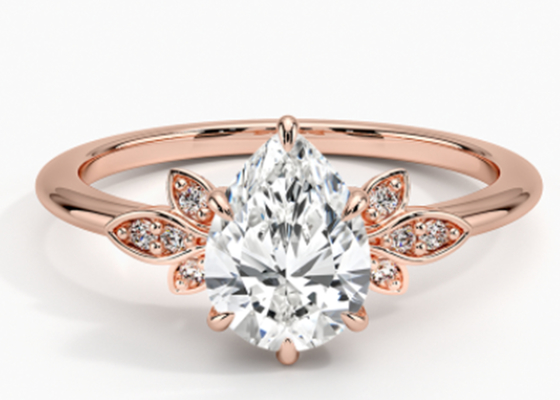 anneau d'or de bijoux de 14K 0.77ct Rose Gold Pear Cut Wedding Moissanite