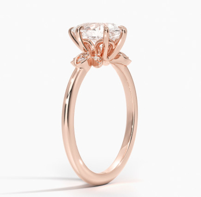 anneau d'or de bijoux de 14K 0.77ct Rose Gold Pear Cut Wedding Moissanite