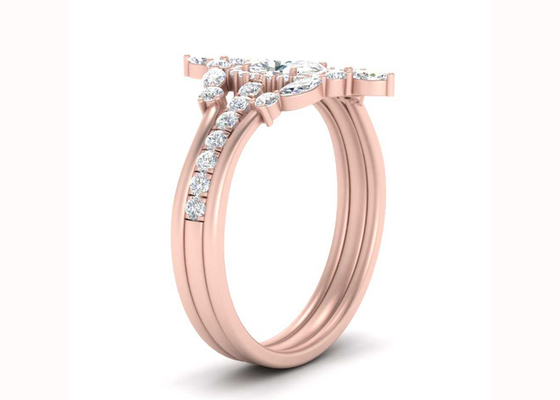 Anneaux de SI1 0.62CT Rose Gold Double Halo Engagement pour nuptiale