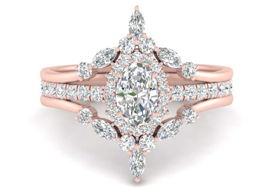 Anneaux de SI1 0.62CT Rose Gold Double Halo Engagement pour nuptiale