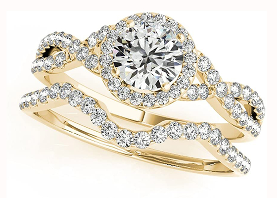 Femmes autour des bagues de fiançailles coupées de halo, ODM nuptiale de Ring Set du mariage 0.45CT