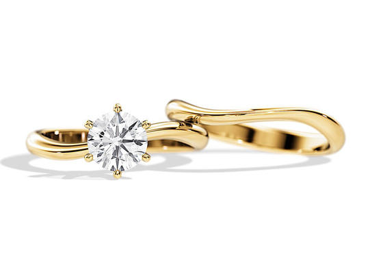 Ensemble Diamond Engagement Wedding Rings de solitaire avec le diamant naturel de 1.0CT 6.5mm