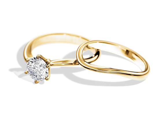 Ensemble Diamond Engagement Wedding Rings de solitaire avec le diamant naturel de 1.0CT 6.5mm