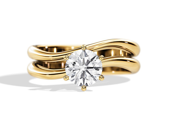 Ensemble Diamond Engagement Wedding Rings de solitaire avec le diamant naturel de 1.0CT 6.5mm