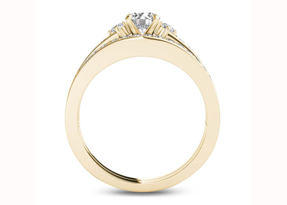 Matériel d'or de 0.48CT Moissanite Diamond Engagement Wedding Rings 18K