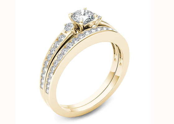 Matériel d'or de 0.48CT Moissanite Diamond Engagement Wedding Rings 18K