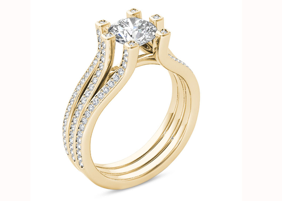 Poids de total de l'or jaune 126PCS Diamond Engagement Wedding Rings 1.26CT