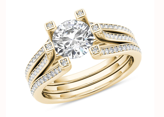 Poids de total de l'or jaune 126PCS Diamond Engagement Wedding Rings 1.26CT